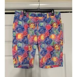 Hreski Mens Colorful Neon Colorful Splatter‎ Paint Golf Shorts 34